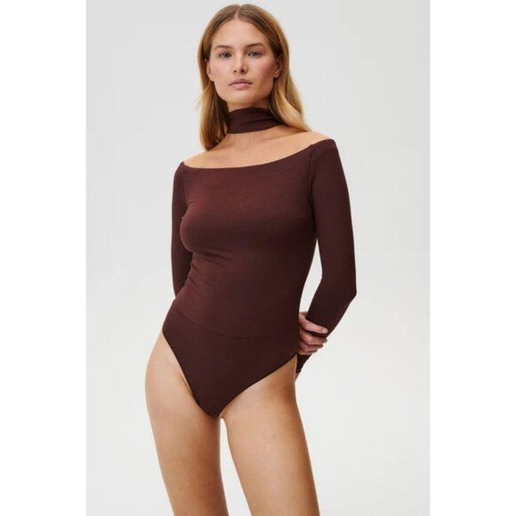 NWT Undress Code Drunk in Love Brown Long Sleeve Bodysuit Women's Small S - Picture 2 of 9